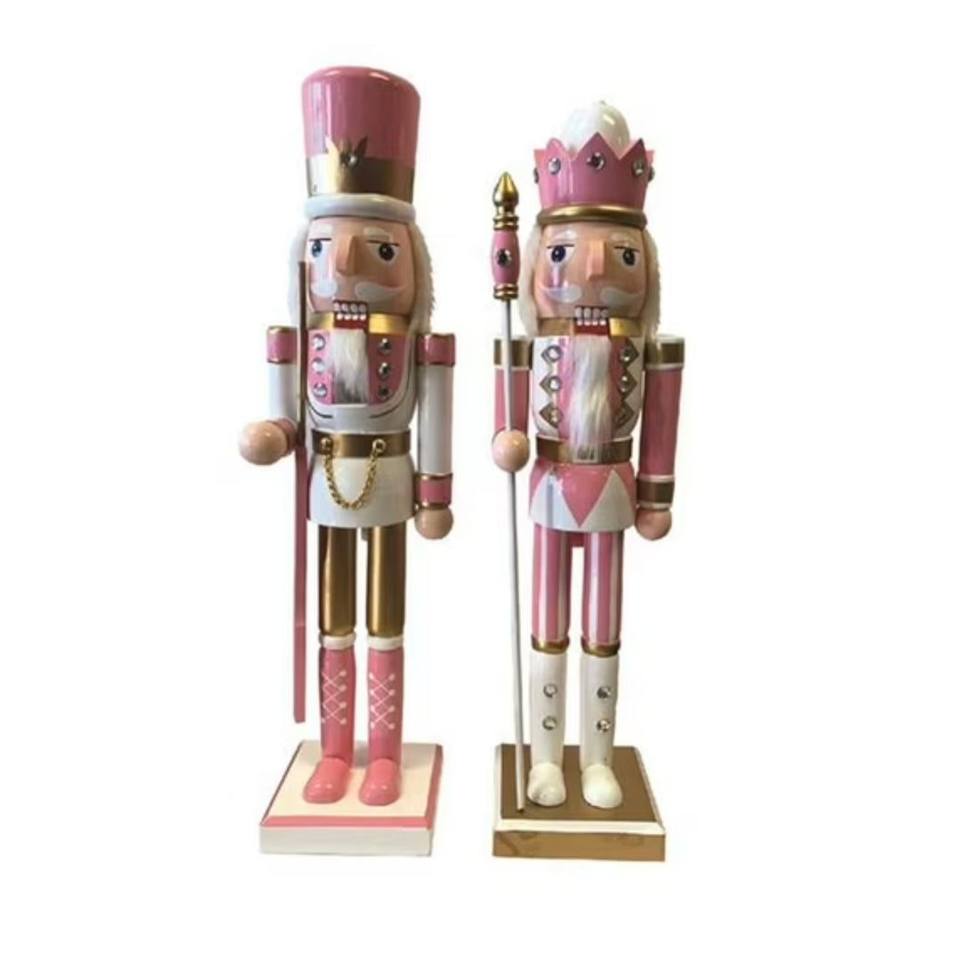 Pink and White Nutcrackers Christmas Decor Santa's Workshop 