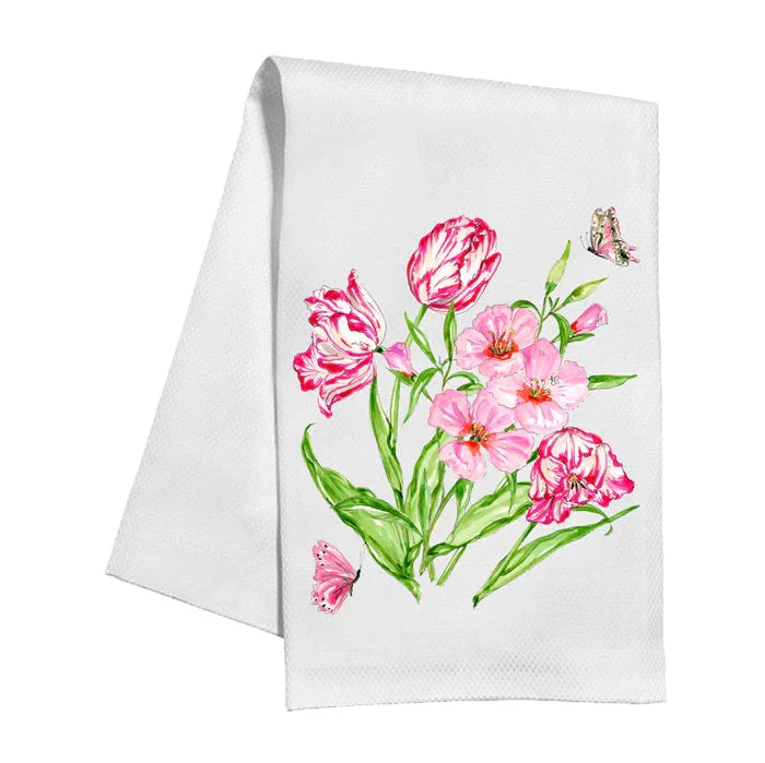 Pink Botanical Kitchen Towel Kitchen Towel Rosanne Beck 