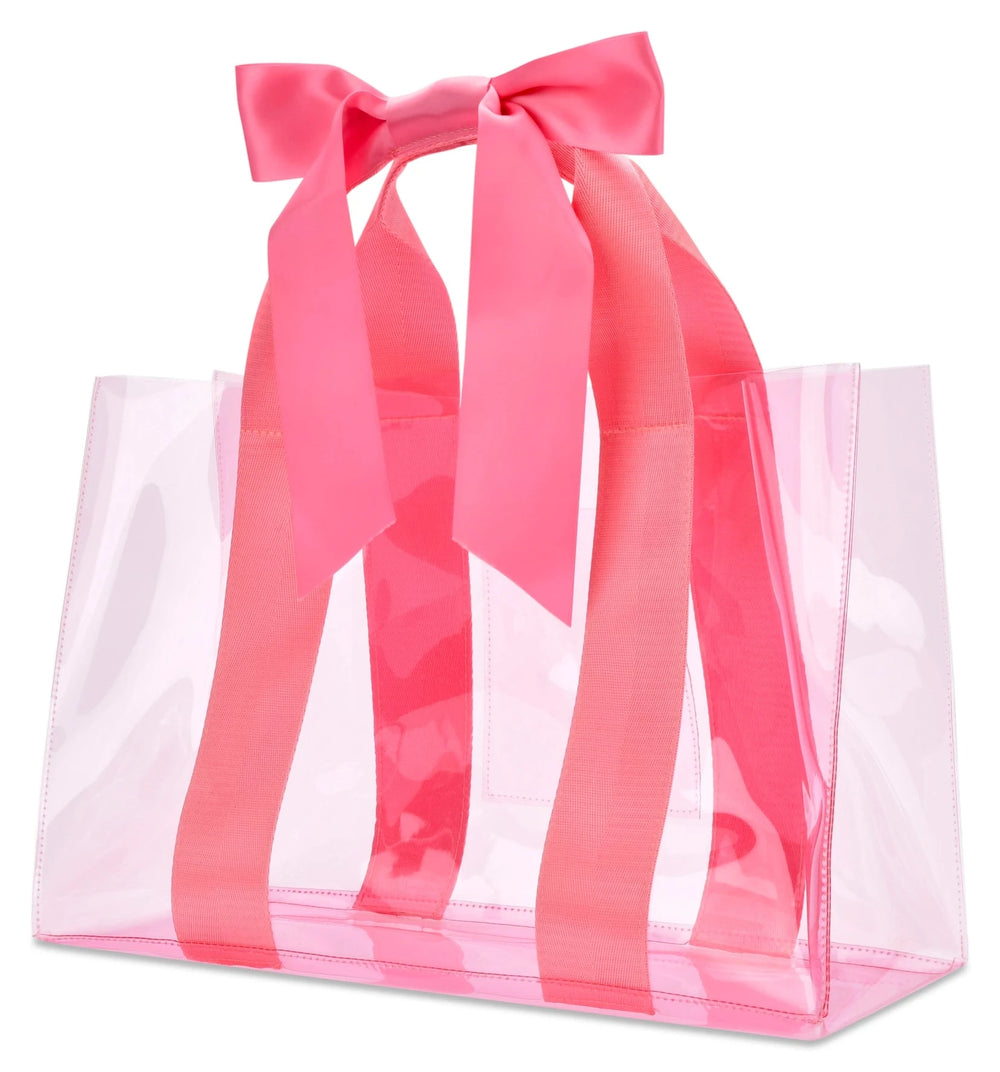 Pink Bow Clear Tote Bag Tote Iscream 