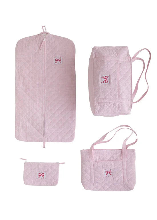 Pink Bow Smocked Quilted Luggage Tote Little English 
