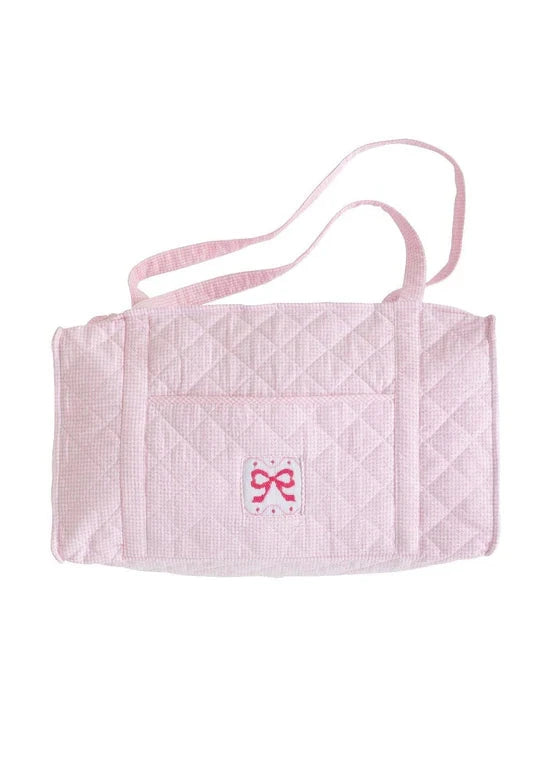 Pink Bow Smocked Quilted Luggage Tote Little English Duffle 