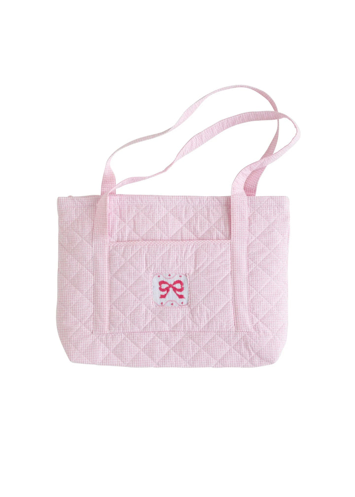 Pink Bow Smocked Quilted Luggage Tote Little English Tote 