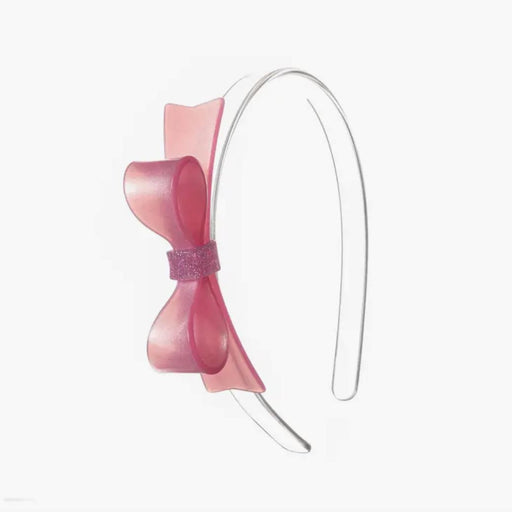 Pink Bow Tie Glitter Headband Headband Lillies and Roses 