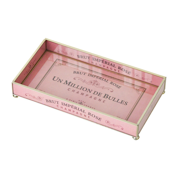 Pink Brut Glass Tray Decorative Tray JM Piers 