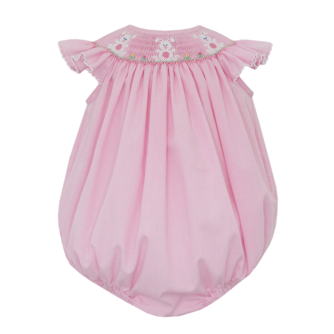 Pink Bunnies Smocked Angel Wing Bubble Girl Bubble Petit Bebe 