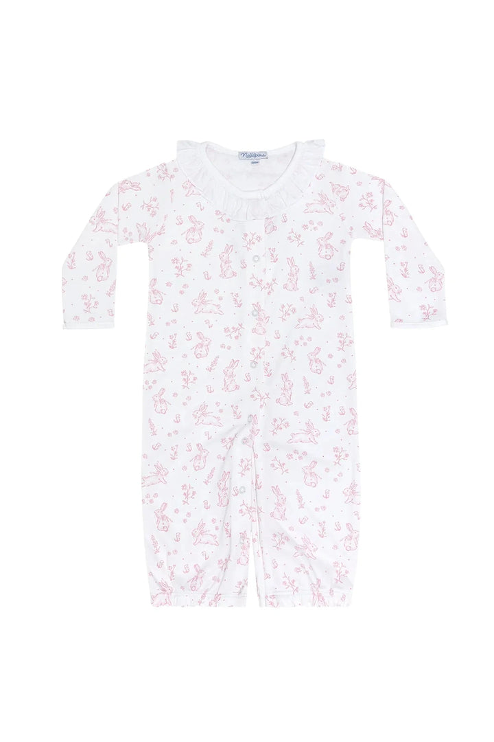 Pink Bunny Toile Smocked Converter Gown Girl Converter Gown Nella Pima 