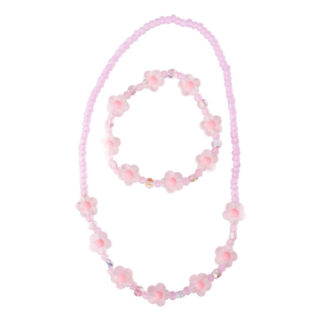 Pink Crystal Blooms Necklace and Bracelet Set Girl Bracelet Great Pretenders 
