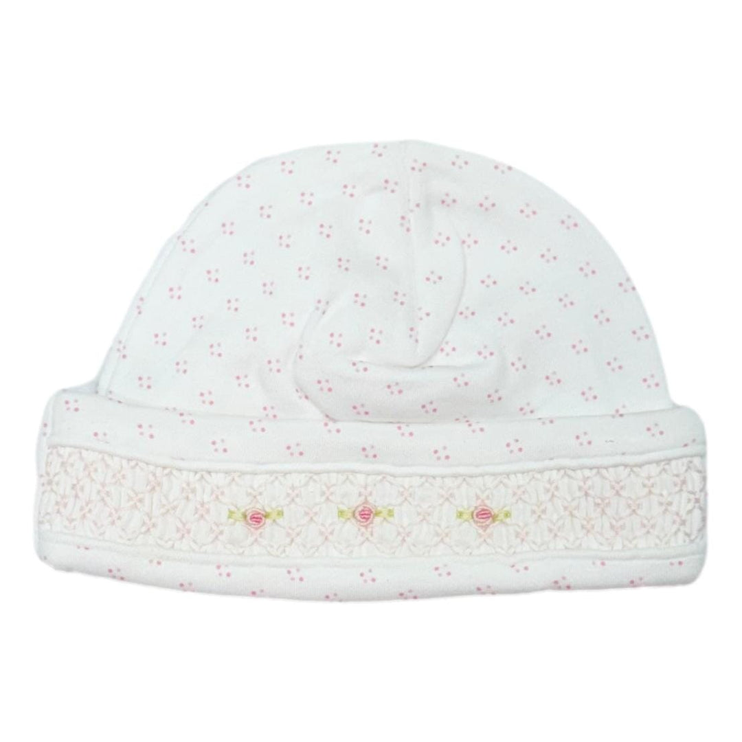 Pink Dotted Hand Smocked Baby Hat Baby Hat Baby Loren 