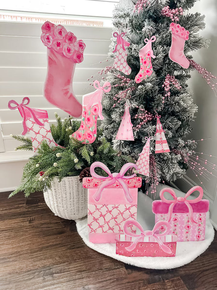 Pink Fanciful Tree Ornaments Christmas Ornament Round Top Collection 