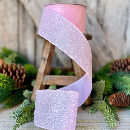 Pink Glitter Ribbon- 2.5" wide Christmas Decor December Diamonds 