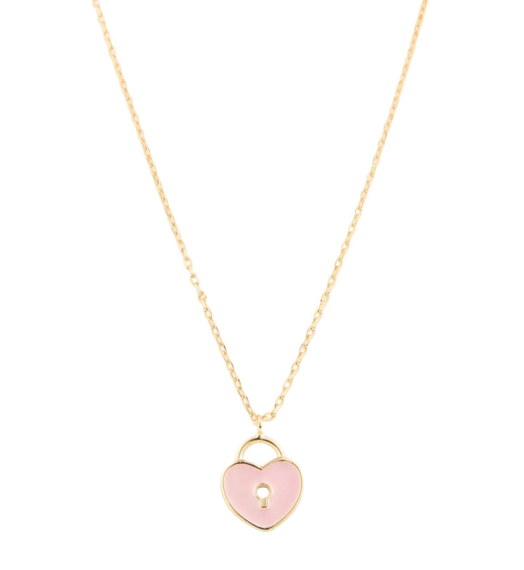 Pink Heart Lock Necklace Girl Necklace Michelle McDowell 