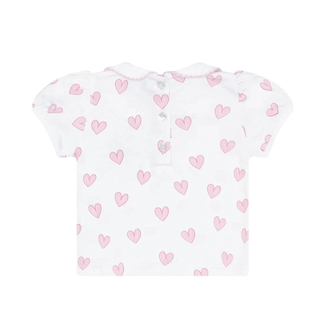 Pink Heart Print Diaper Cover Set Girl Bloomer Set Nella Pima 