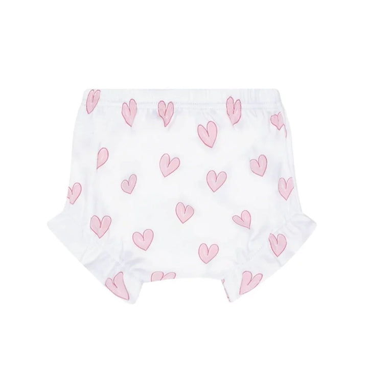 Pink Heart Print Diaper Cover Set Girl Bloomer Set Nella Pima 