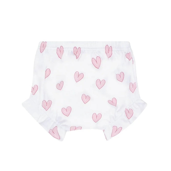 Pink Heart Print Diaper Cover Set Girl Bloomer Set Nella Pima 