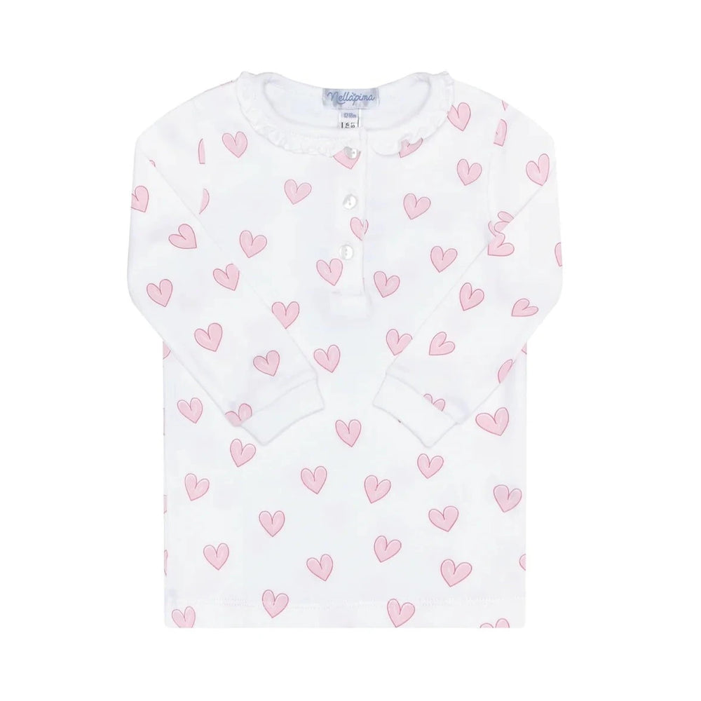 Pink Heart Print Pajama Girl Pajamas Nella Pima 