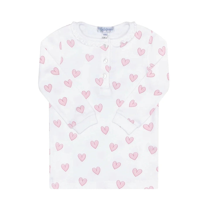Pink Heart Print Pajama Girl Pajamas Nella Pima 