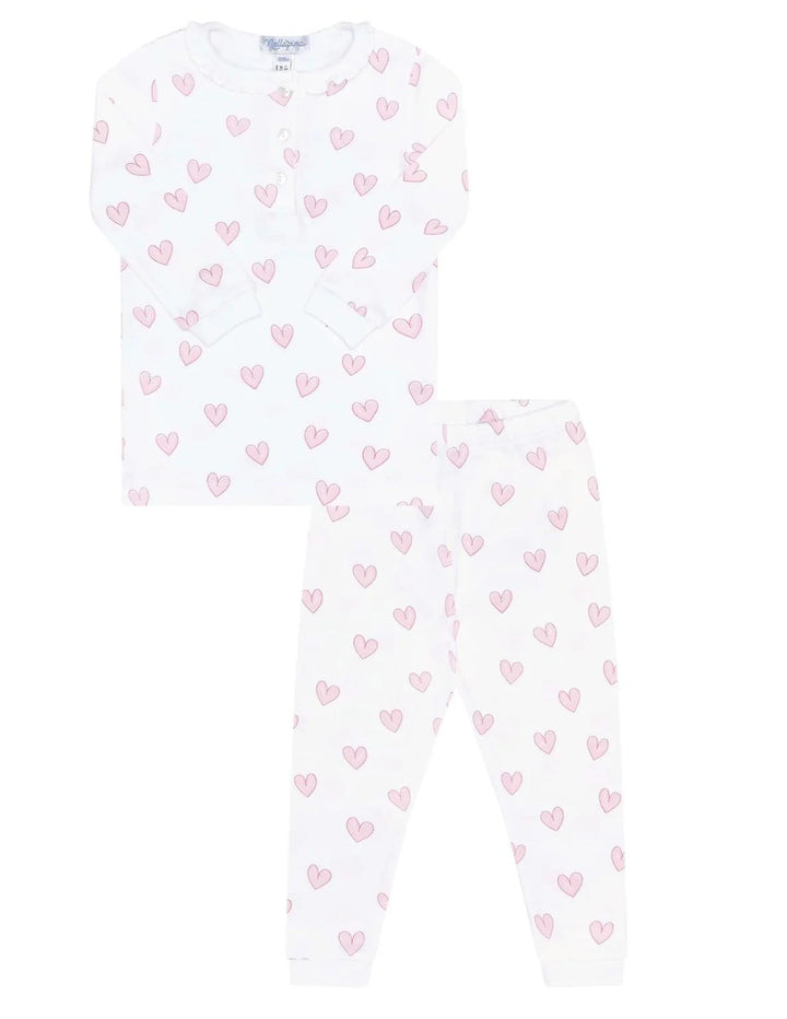 Pink Heart Print Pajama Girl Pajamas Nella Pima 