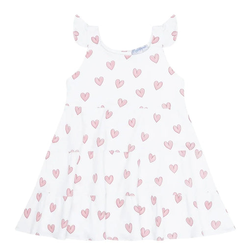 Pink Heart Print Ruffle Dress Girl Dress Nella Pima 