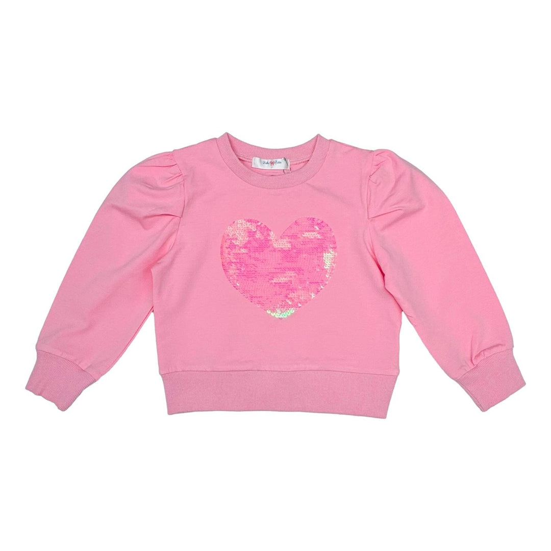Pink Heart Sequin Puff Sleeve LS Shirt Girl Shirt Lulu Bebe 