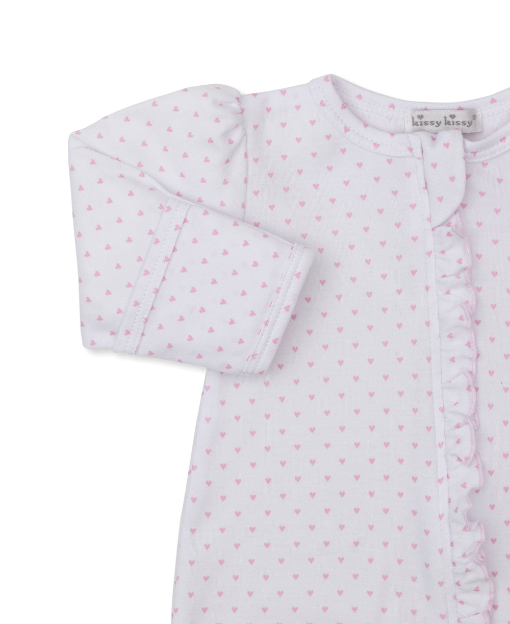 Pink Heart Zip Footie Boy Footie Kissy Kissy 