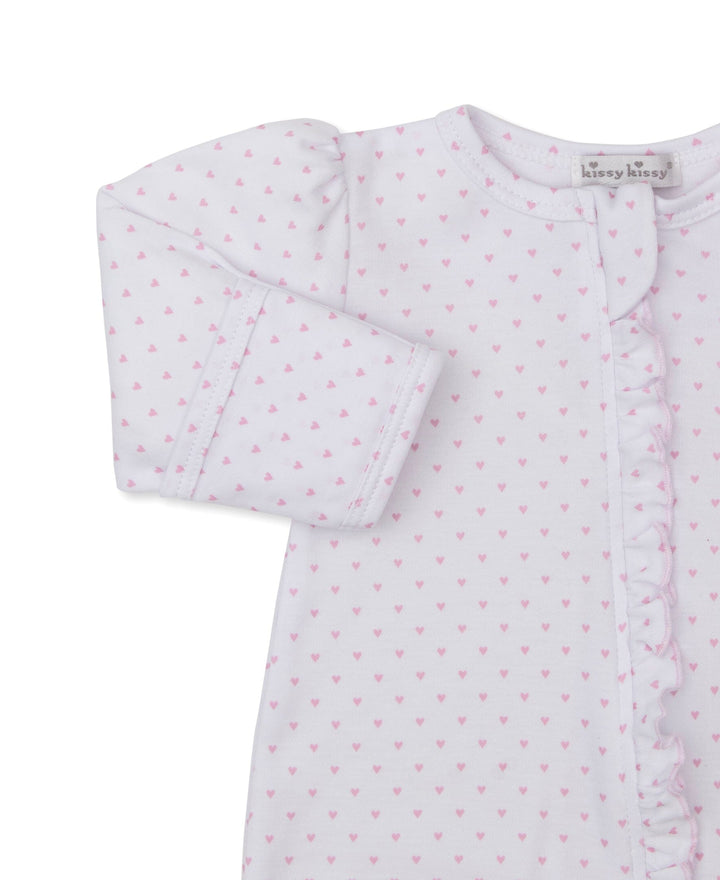 Pink Heart Zip Footie Boy Footie Kissy Kissy 