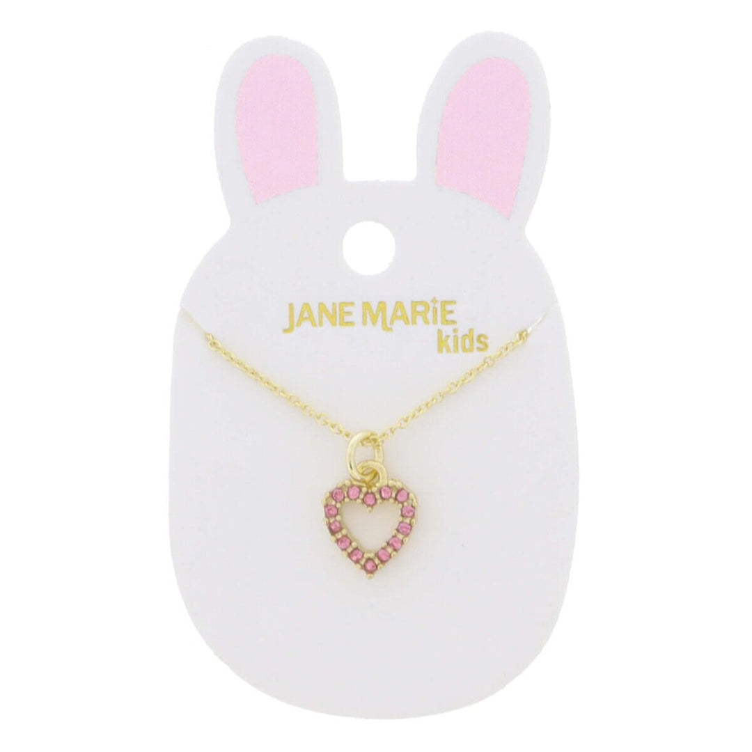 Pink Pave Crystal Open Heart Necklace Girl Necklace Jane Marie 