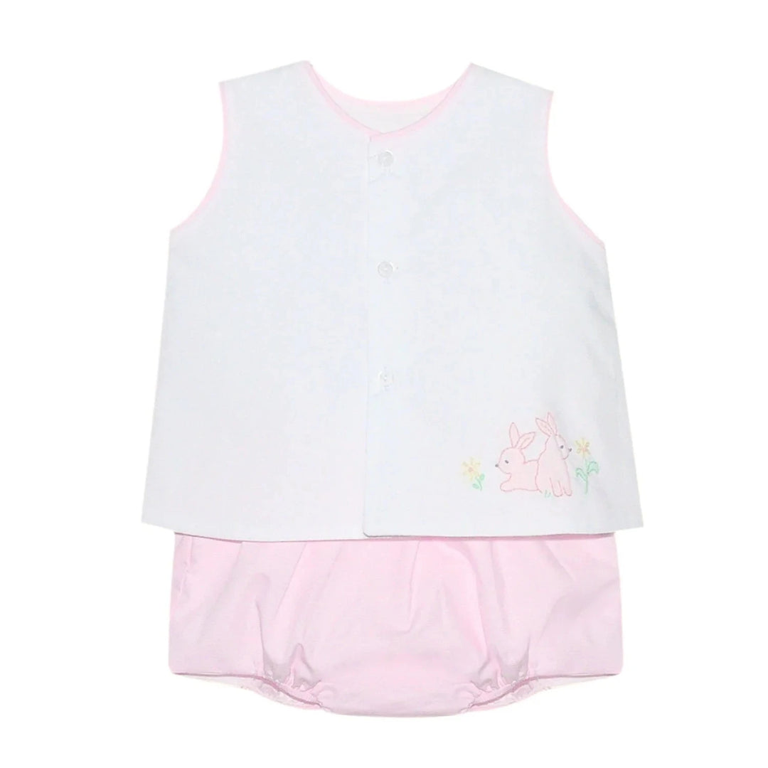 Pink Peyton Diaper Set with Shadow Embroidery Bunnies Girl Bloomer Set Remember Nguyen - Baby Sen 