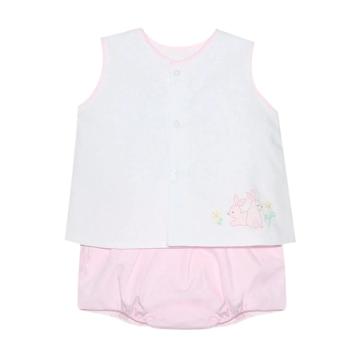 Pink Peyton Diaper Set with Shadow Embroidery Bunnies Girl Bloomer Set Remember Nguyen - Baby Sen 