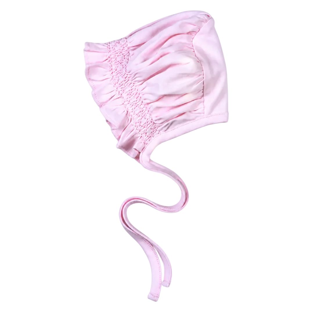 Pink Pima Hand Smocked Bonnett Baby Hat Baby Loren 