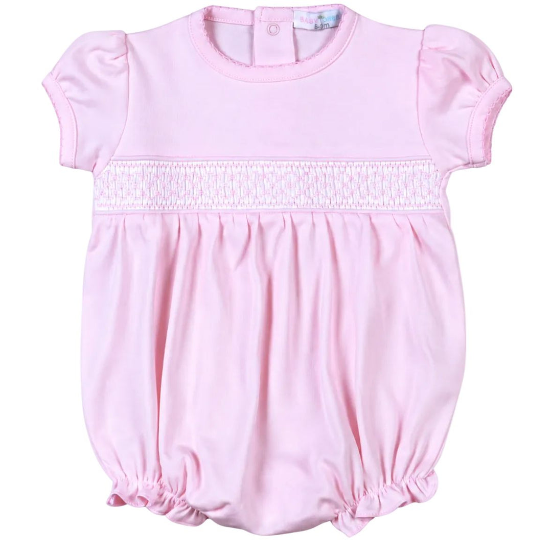 Pink Pima Hand Smocked Bubble Girl Bubble Baby Loren 