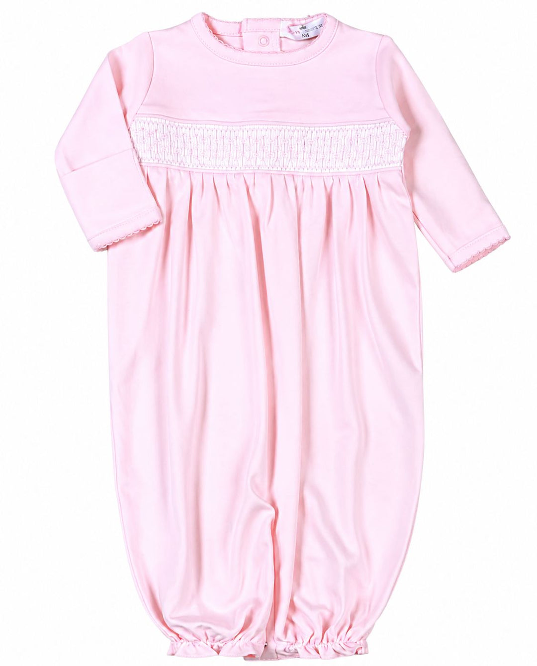 Pink Pima Hand Smocked Converter Gown Girl Gown Baby Loren 