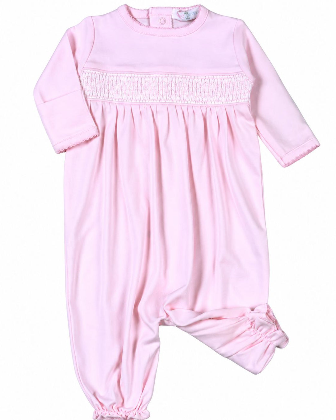 Pink Pima Hand Smocked Converter Gown Girl Gown Baby Loren 