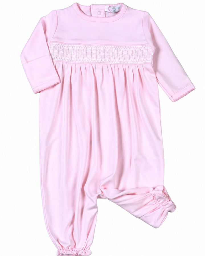 Pink Pima Hand Smocked Converter Gown Girl Gown Baby Loren 