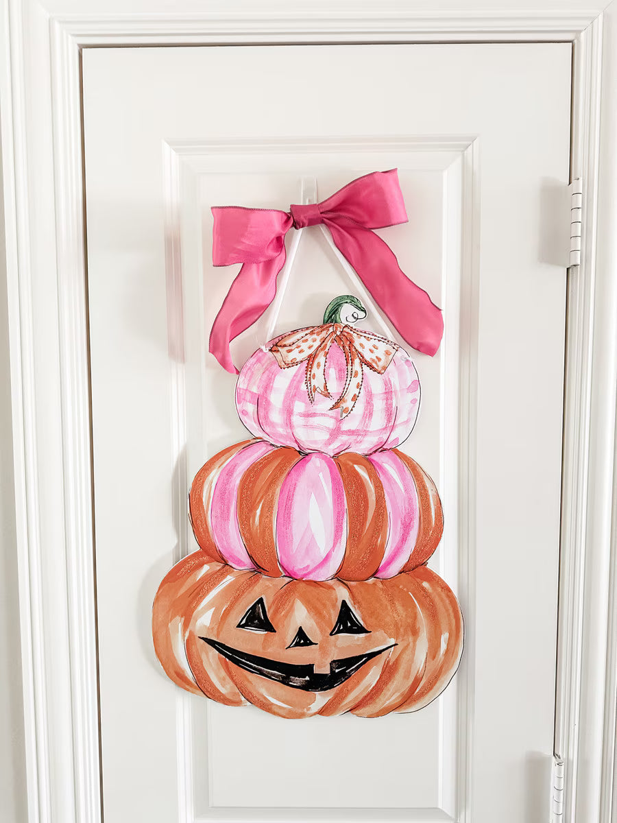 Pink Pumpkin Stack Door Hanger Door Hanger Round Top Collection 