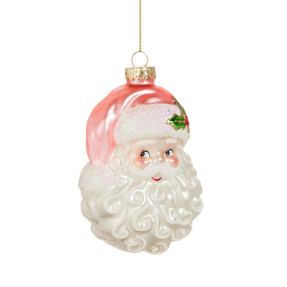 Pink Santa Head Ornament Christmas Ornament RAZ 