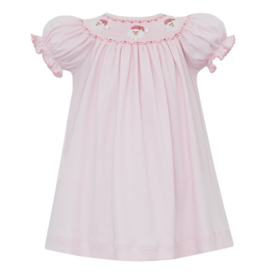 Pink Santa Knit Smocked Dress Girl Dress Petit Bebe 