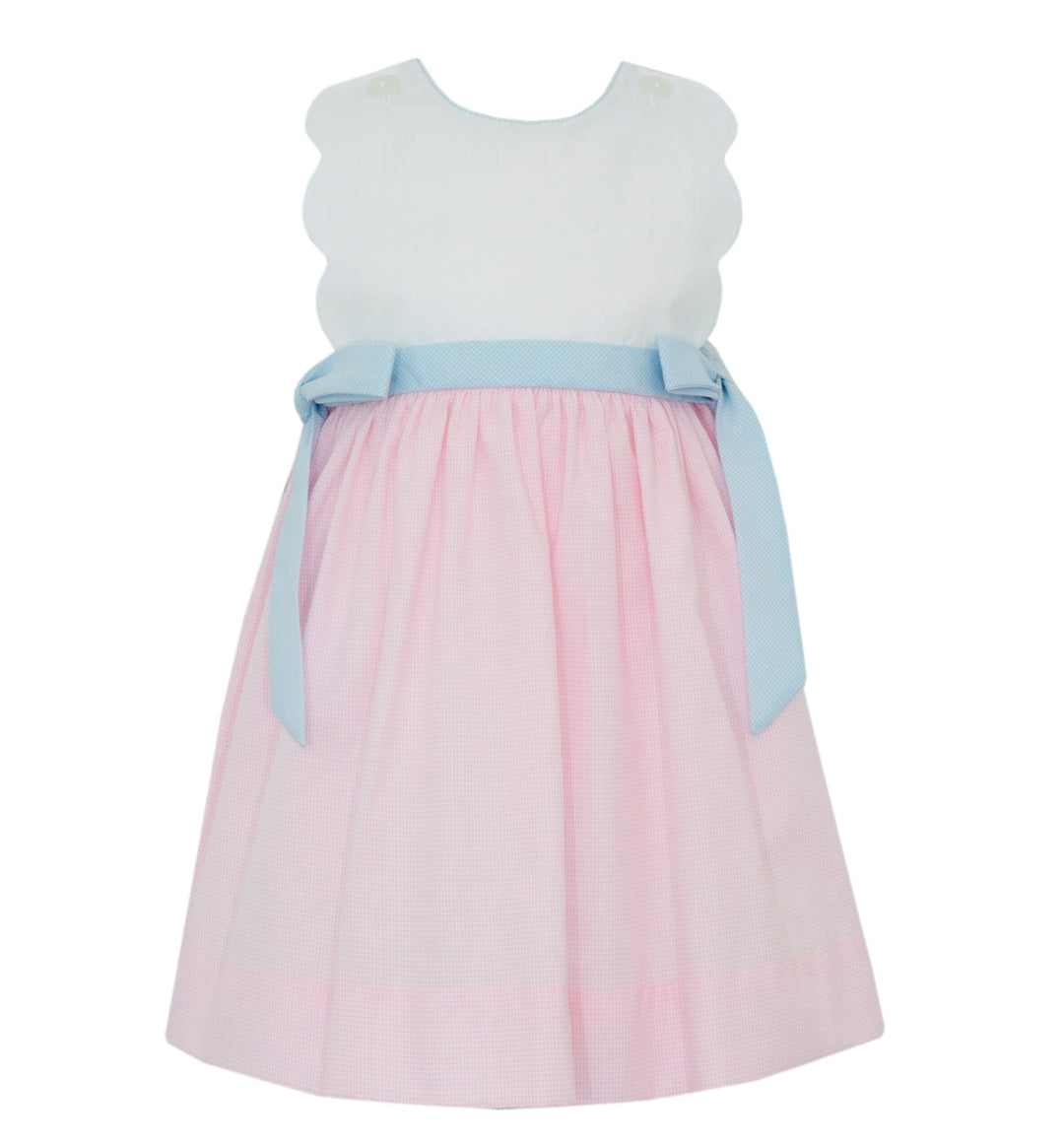 Pink Scallop Bow Sun Dress Girl Dress Petit Bebe 