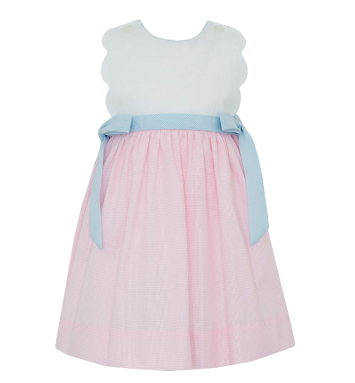 Pink Scallop Bow Sun Dress Girl Dress Petit Bebe 