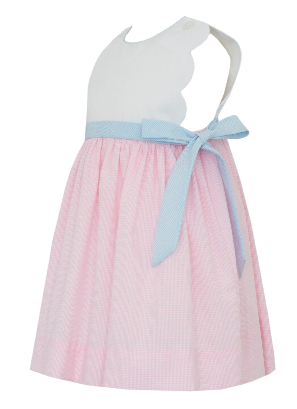 Pink Scallop Bow Sun Dress Girl Dress Petit Bebe 