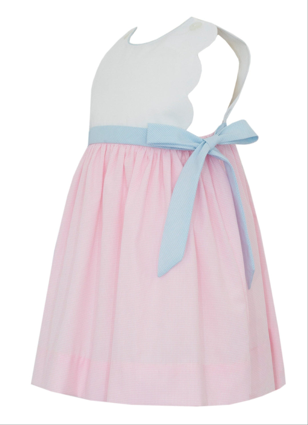 Pink Scallop Bow Sun Dress Girl Dress Petit Bebe 
