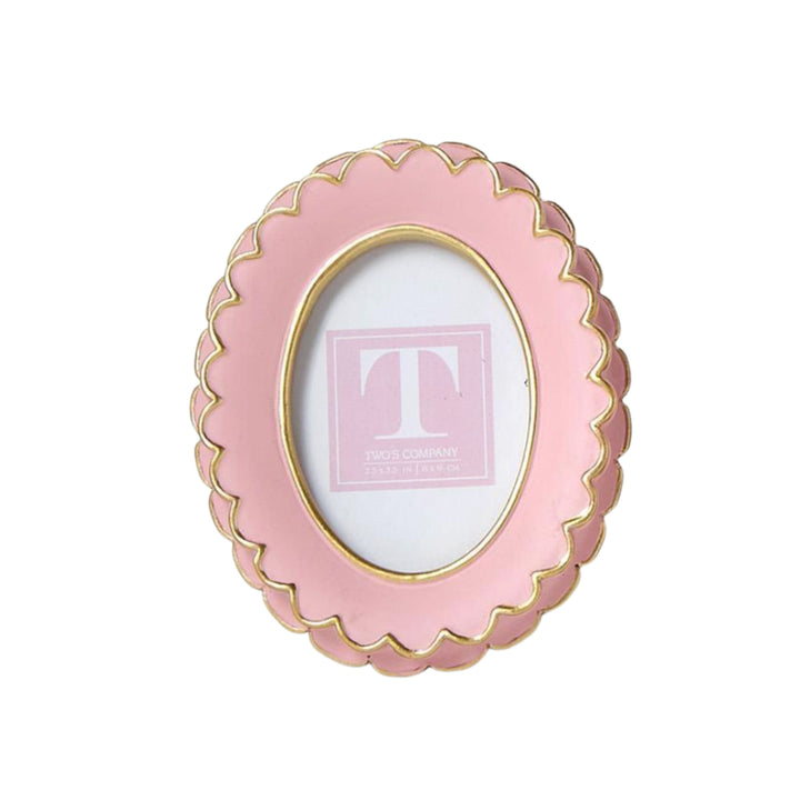 Pink Scalloped Mini Frame Picture Frames Two's Company Oval 