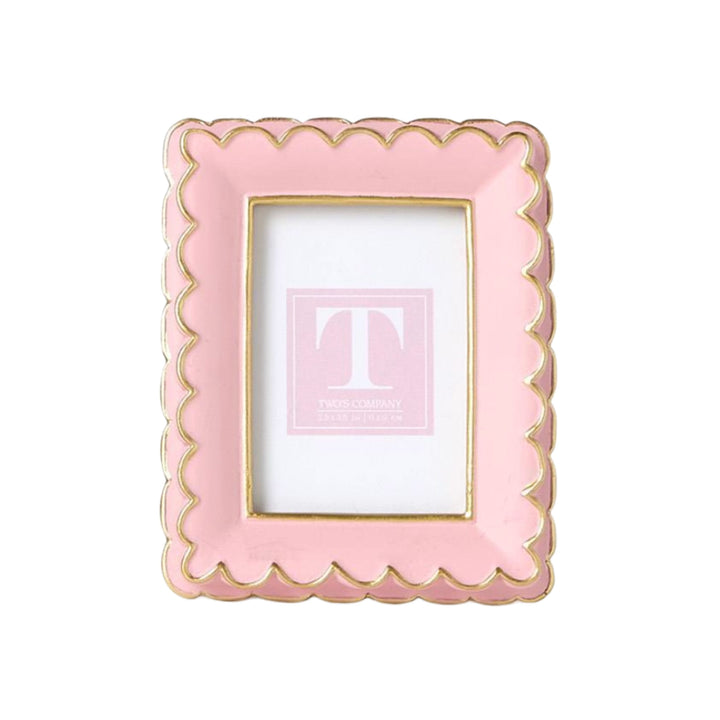Pink Scalloped Mini Frame Picture Frames Two's Company Rectangular 