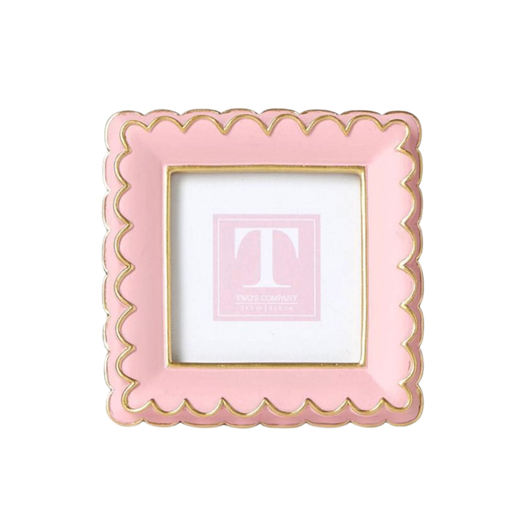 Pink Scalloped Mini Frame Picture Frames Two's Company Square 