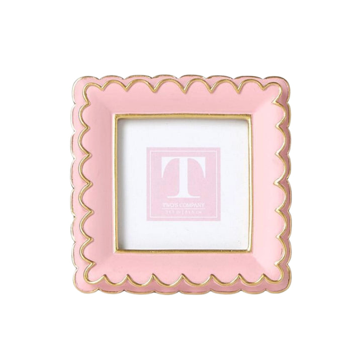 Pink Scalloped Mini Frame Picture Frames Two's Company Square 