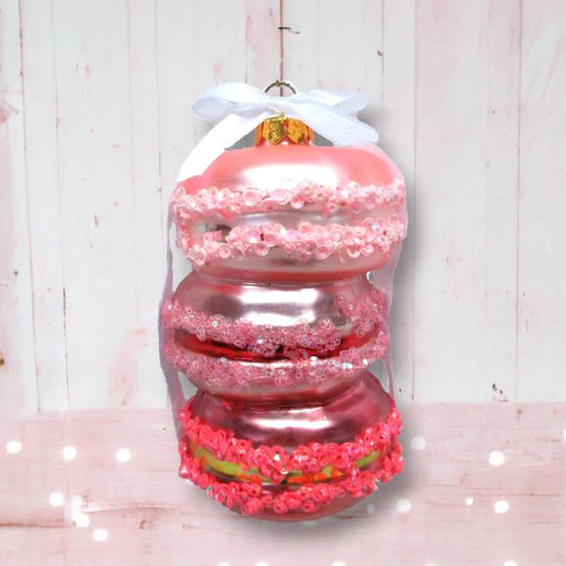 Pink Stacked Macaroon Ornaments Christmas Decor December Diamonds 