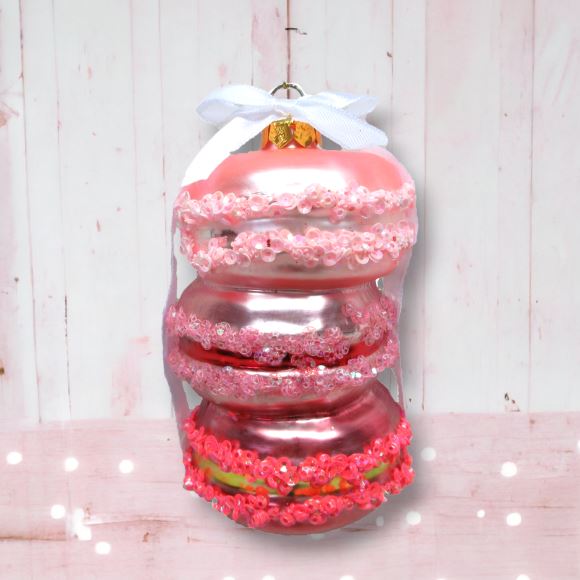 Pink Stacked Macaroon Ornaments Christmas Decor December Diamonds 