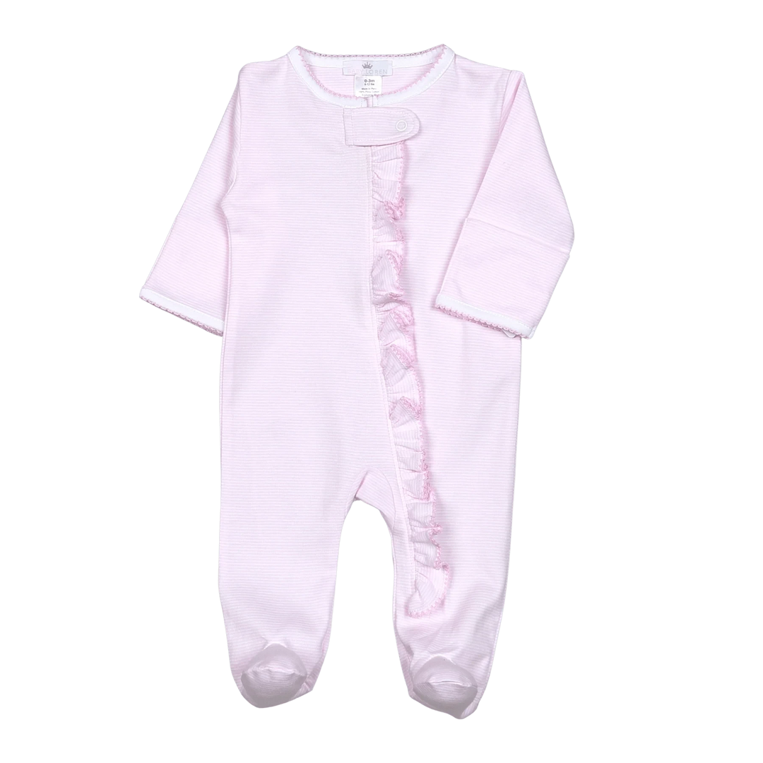 Pink Stripe Pima Zipper Footie Girl Footie Baby Loren 