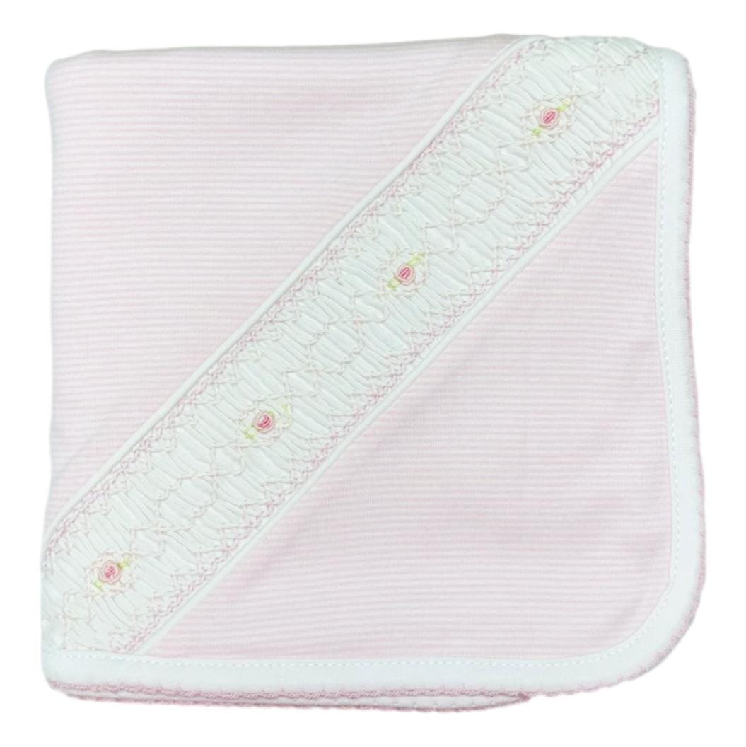 Pink Striped Hand Smocked Blanket Baby Blanket Baby Loren 