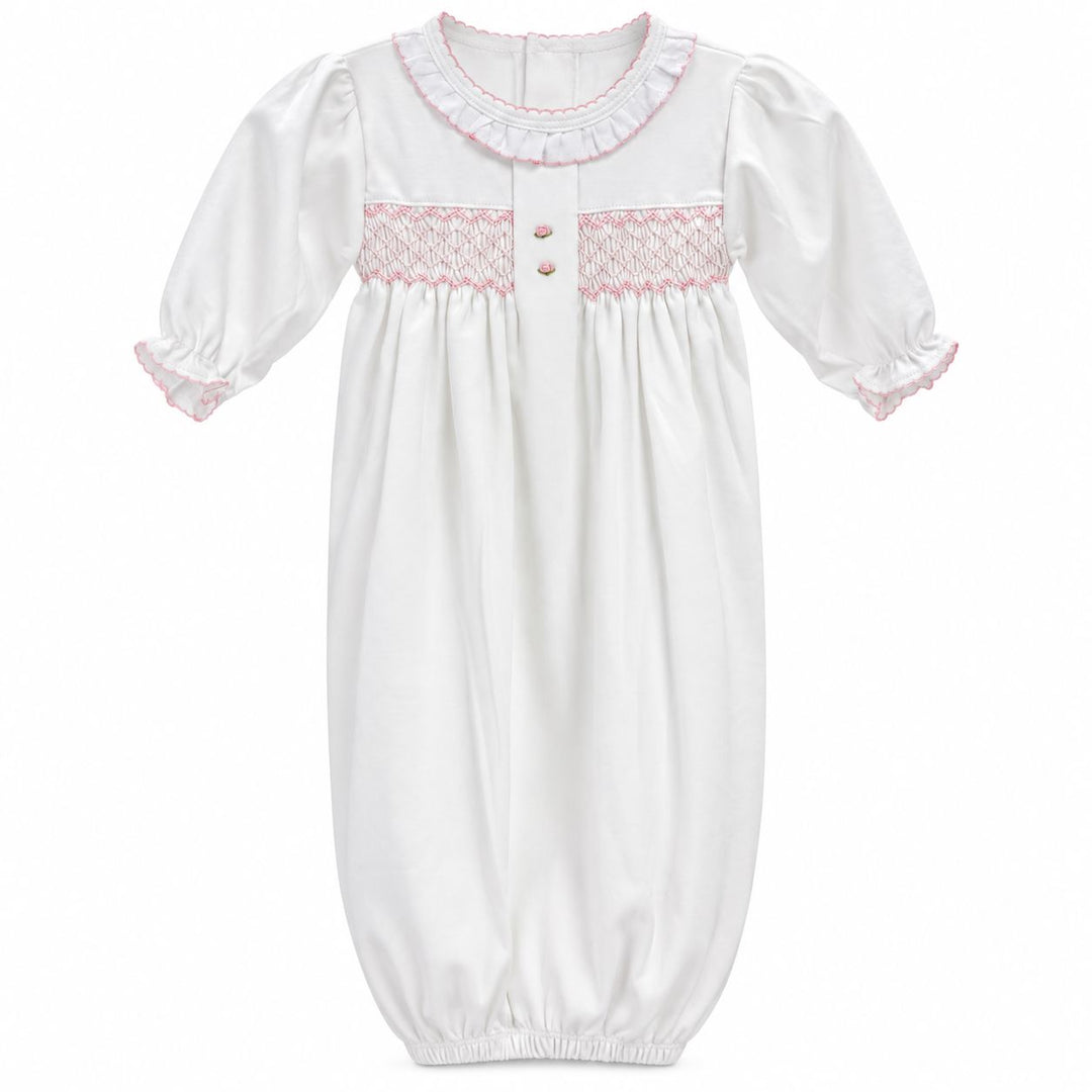 Pink/White Newborn Gown Girl Gown Baby Threads 