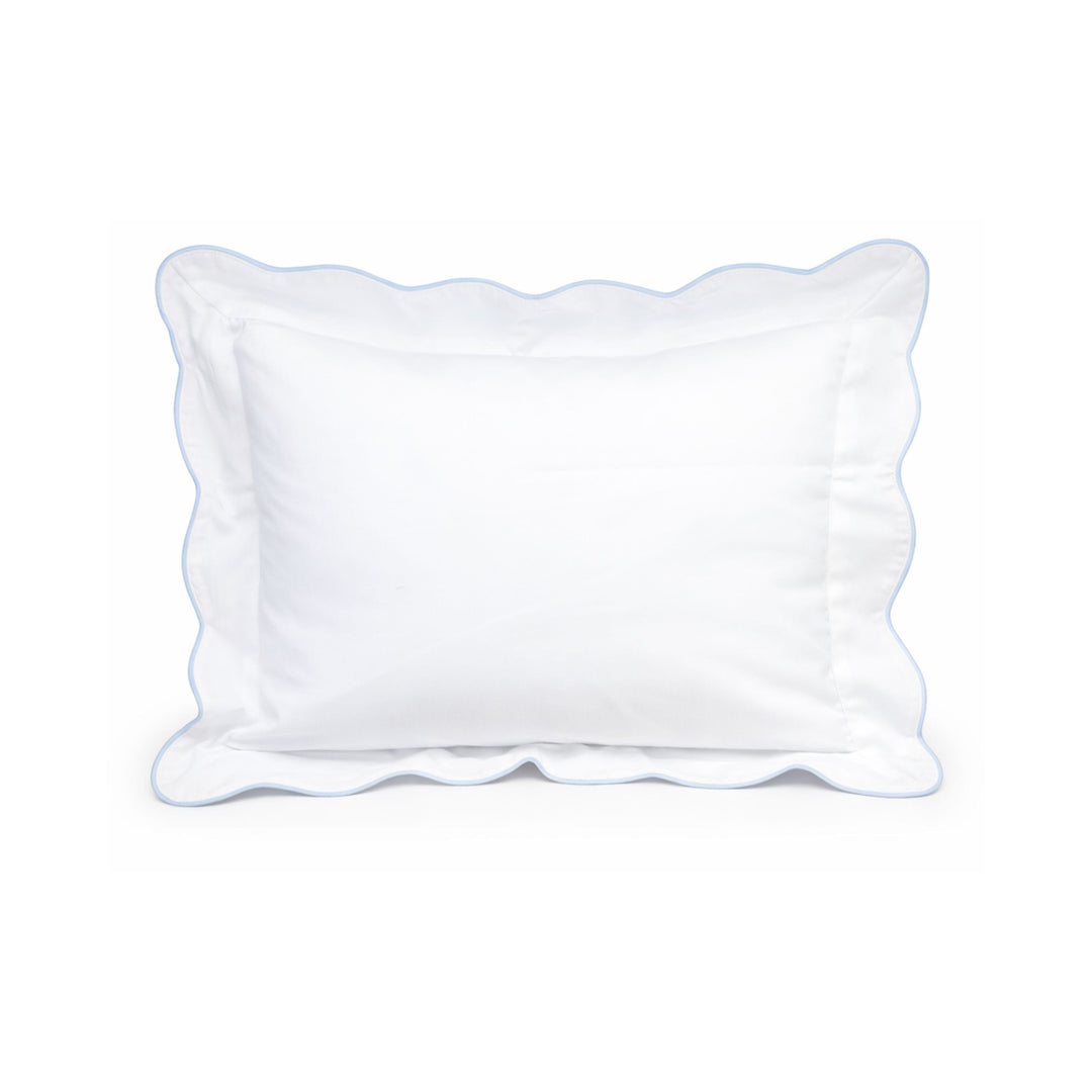 Piped Scalloped Trim Baby Pillow Sham Pillowcase Duc Star Blue Trim 